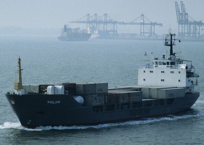 Photograph of the vessel  Philipp pictured departing Felixstowe on 15th April 1996