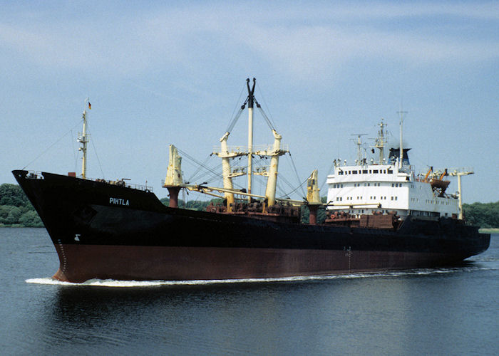 Photograph of the vessel  Pihtla pictured passing through Rendsburg on 8th June 1997