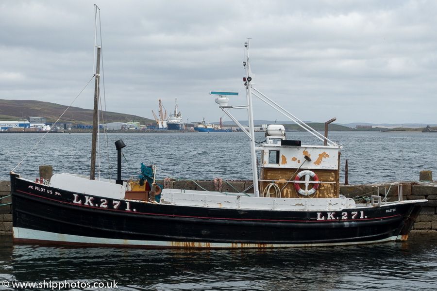 Photograph of the vessel fv Pilot Us pictured at Lerwick on 20th May 2015