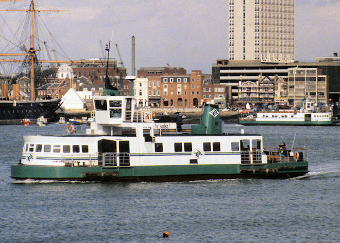 Photograph of the vessel  Portsmouth Queen pictured approaching Gosport on 24th March 1990