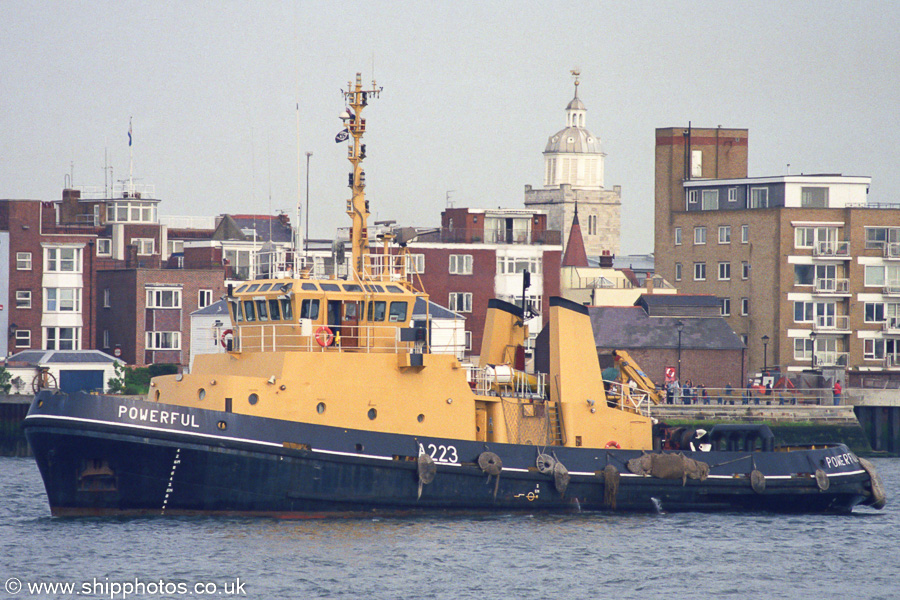 Photograph of the vessel RMAS Powerful pictured in Portsmouth Harbour on 4th May 2003