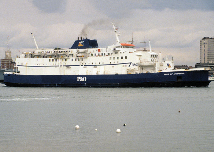 Photograph of the vessel  Pride of Hampshire pictured departing Portsmouth Harbour on 24th March 1990