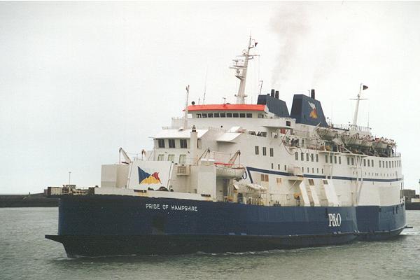 Photograph of the vessel  Pride of Hampshire pictured arriving at Le Havre on 7th March 1994