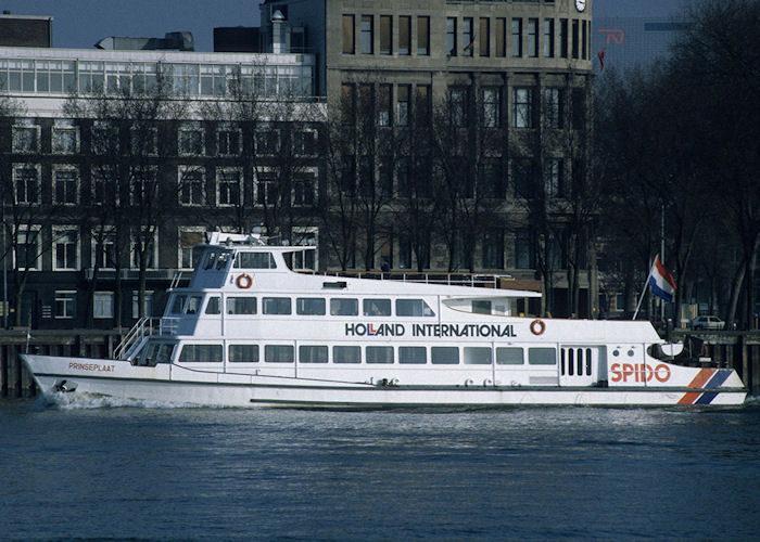 Photograph of the vessel  Prinseplaat pictured on the Nieuwe Maas at Rotterdam on 14th April 1996