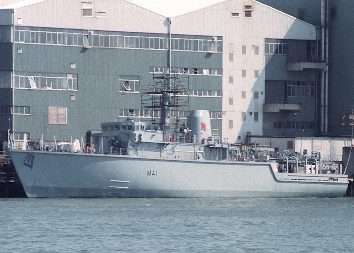 HMS Quorn pictured fitting out at Woolston on 24th April 1988