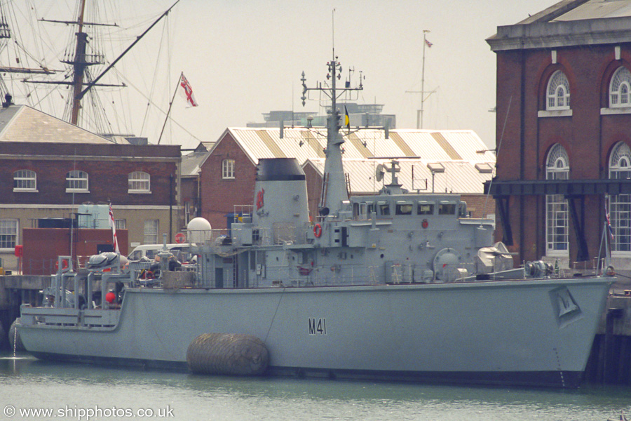 HMS Quorn pictured in Portsmouth Dockyard on 6th July 2002