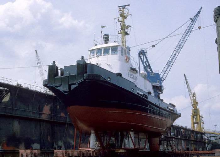 Photograph of the vessel  Rasant pictured in dry-dock at Hamburg on 27th May 1998