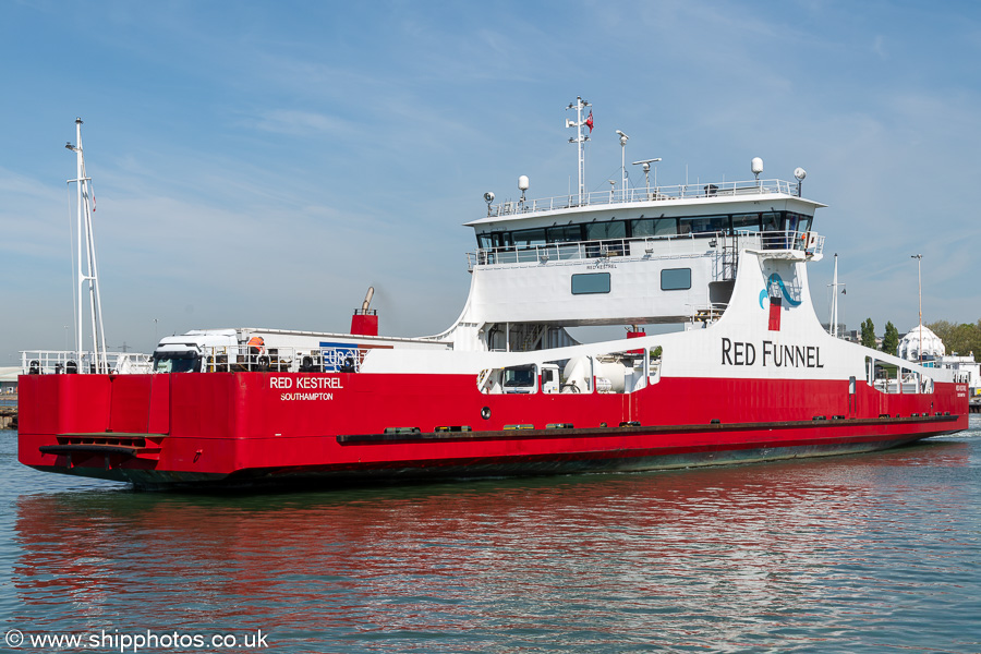 Photograph of the vessel  Red Kestrel pictured departing Southampton on 28th April 2025