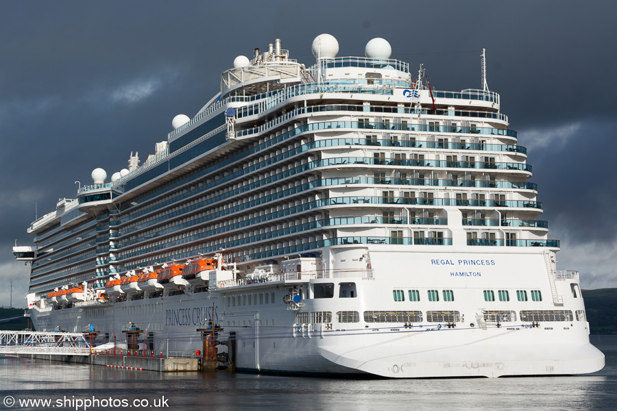 Photograph of the vessel  Regal Princess pictured at Greenock Ocean Terminal on 27th September 2021