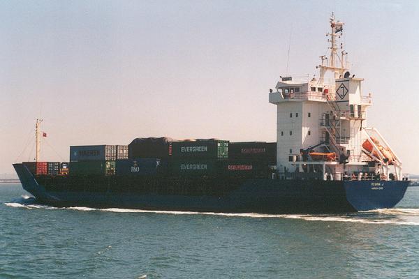 Photograph of the vessel  Regina J pictured departing Thamesport on 12th May 2001