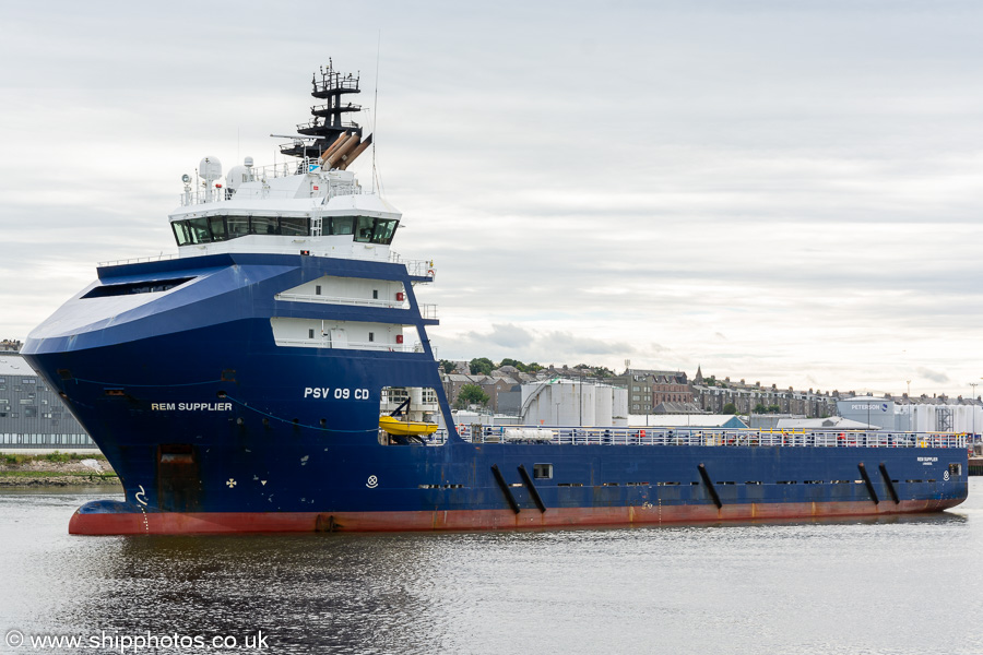 Photograph of the vessel  Rem Supplier pictured departing Aberdeen on 9th August 2023