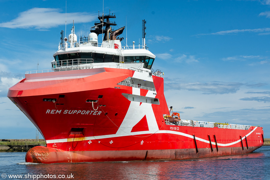 Photograph of the vessel  Rem Supporter  pictured arriving at Blyth on 15th July 2023