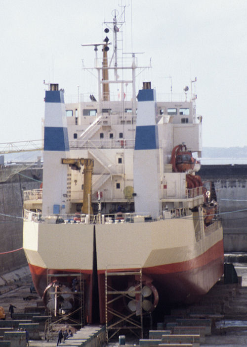  Rene Gibert pictured in dry dock at Saint Nazaire on 10th July 1990