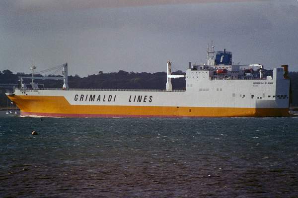 Photograph of the vessel  Repubblica di Roma pictured departing Southampton on 1st September 2001