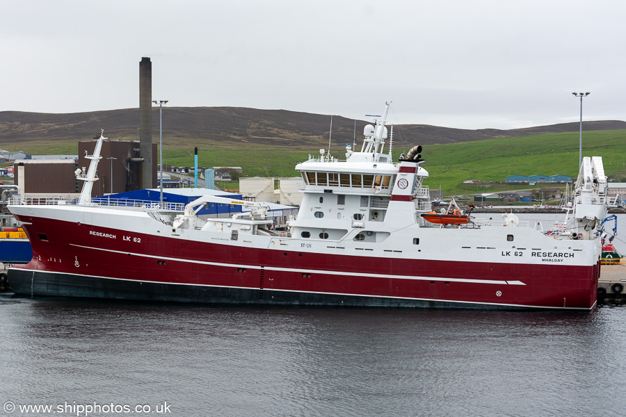 Photograph of the vessel fv Research pictured at Lerwick on 21st May 2022