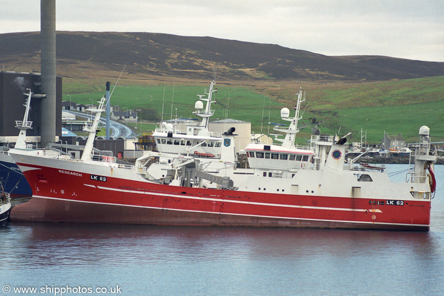 Photograph of the vessel fv Research pictured at Lerwick on 11th May 2003