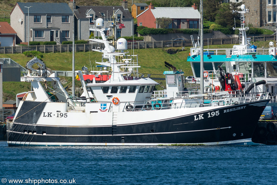 Photograph of the vessel fv Resilient pictured at Lerwick on 19th May 2022