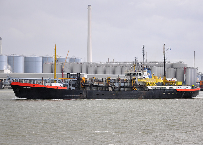 Photograph of the vessel  Rijndelta pictured passing Vlaardingen on 22nd June 2012