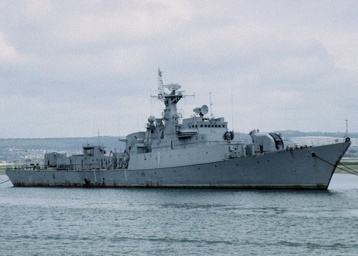 Photograph of the vessel FGS Rostock pictured laid up in Fareham Creek on 13th July 1997