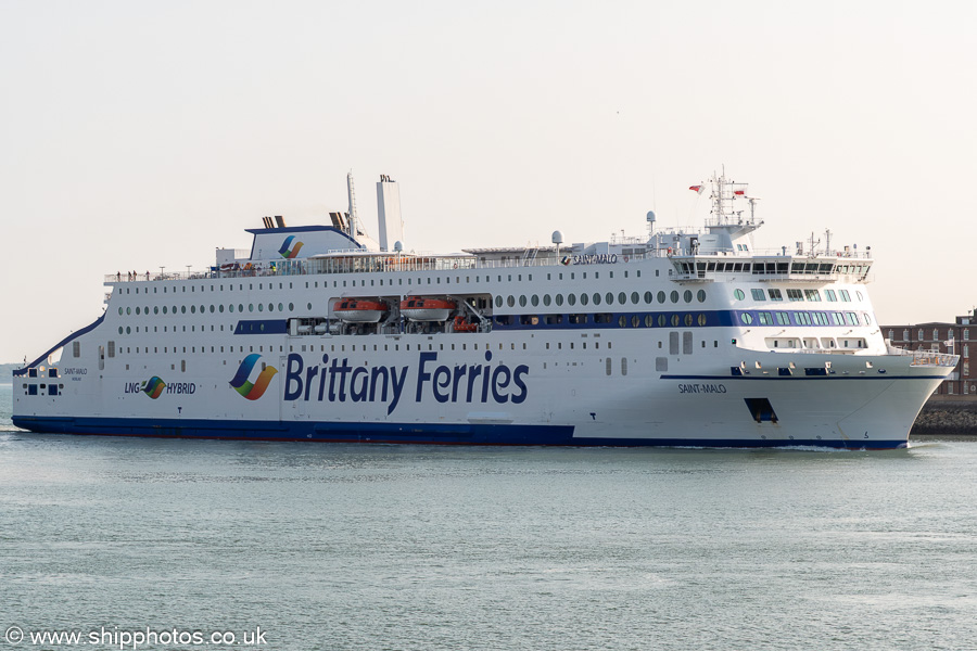 Photograph of the vessel  Saint-Malo pictured arriving in Portsmouth Harbour on 27th April 2025