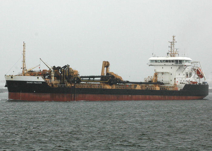 Photograph of the vessel  Sand Falcon pictured on the River Thames on 17th May 2008
