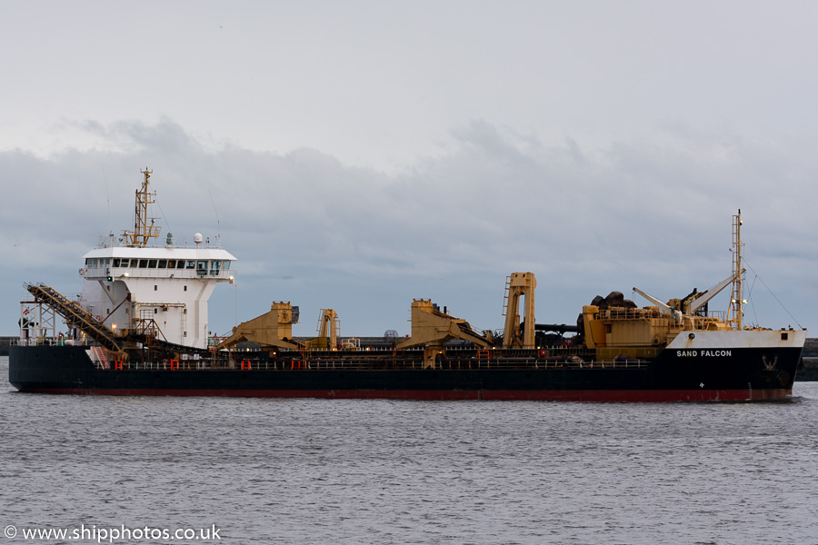 Photograph of the vessel  Sand Falcon pictured passing North Shields on 30th December 2015