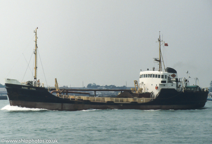 Photograph of the vessel  Sand Gull pictured departing Portsmouth on 5th July 1989