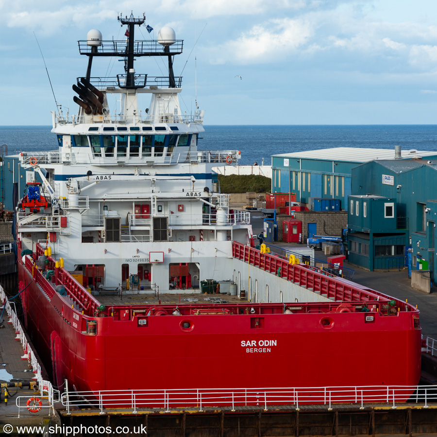 Photograph of the vessel  Sar Odin pictured at Aberdeen on 13th May 2022