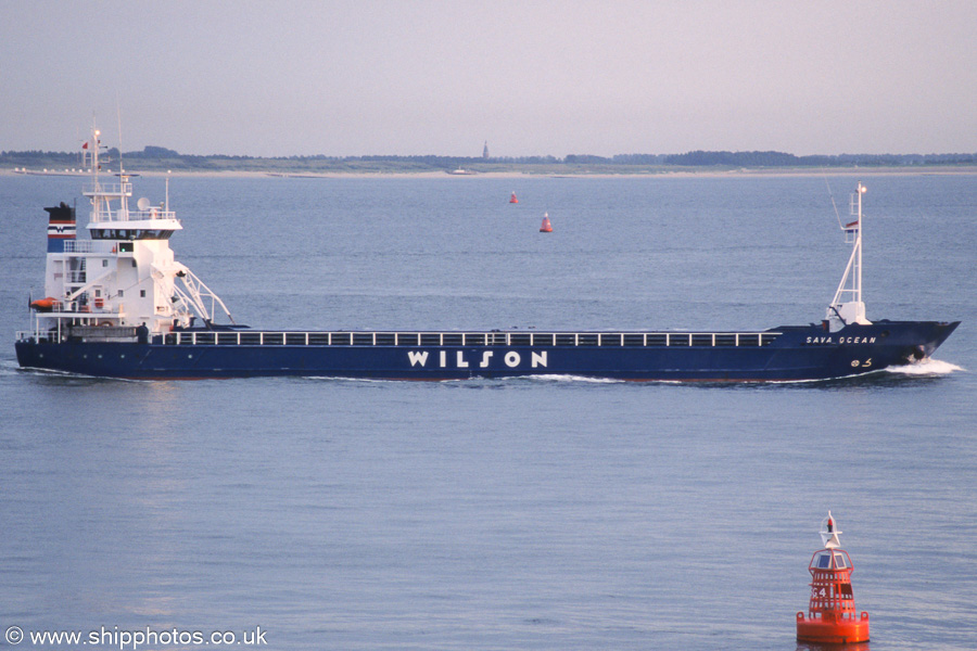 Photograph of the vessel  Sava Ocean pictured on the Westerschelde passing Vlissingen on 19th June 2002