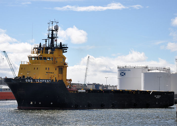Photograph of the vessel  SBS Tempest pictured departing Aberdeen on 13th May 2013