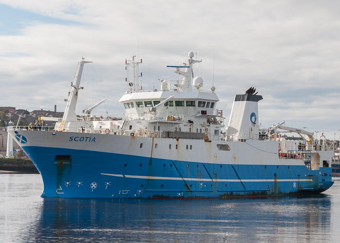 Photograph of the vessel rv Scotia pictured departing Aberdeen on 11th October 2014