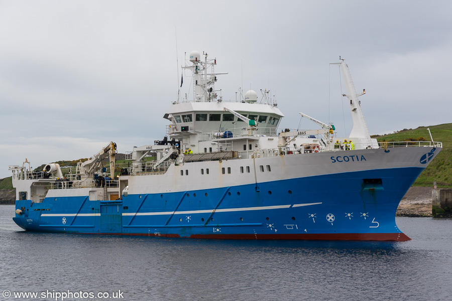 Photograph of the vessel rv Scotia pictured arriving at Aberdeen on 29th May 2019