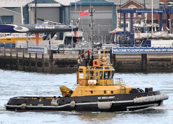 Photograph of the vessel  SD Indulgent pictured in Portsmouth Harbour on 20th July 2012