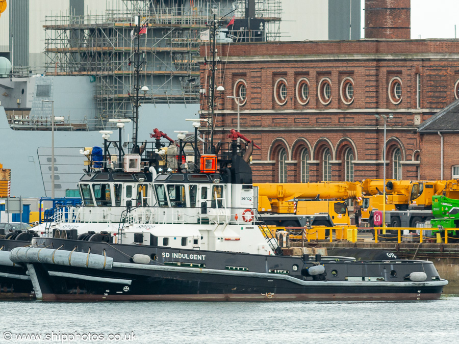 Photograph of the vessel  SD Indulgent pictured in Portsmouth Naval Base on 8th July 2023