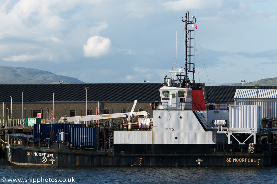 Photograph of the vessel  SD Moorfowl pictured in Great Harbour, Greenock on 5th June 2015