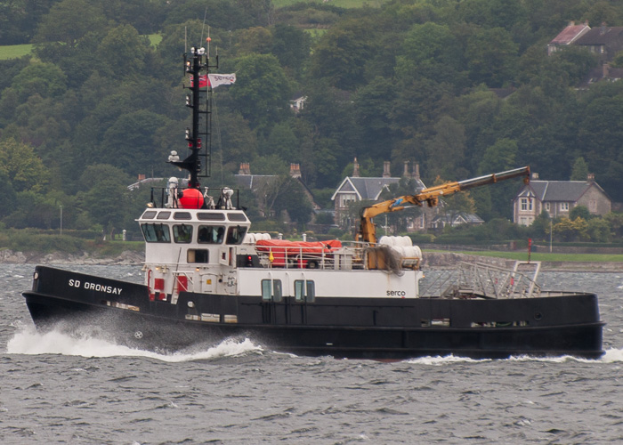 Photograph of the vessel  SD Oronsay pictured on the River Clyde on 11th August 2014