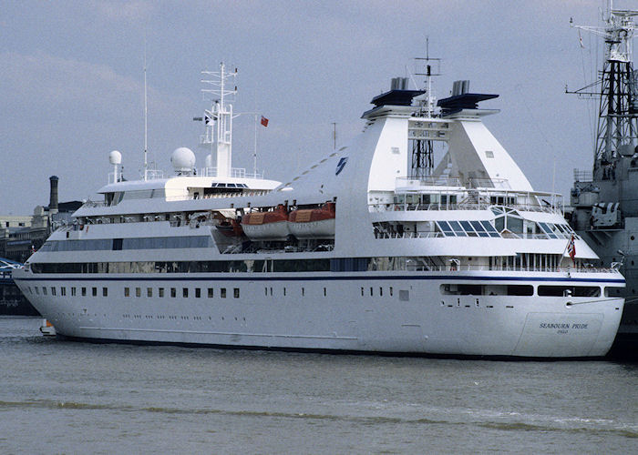 Photograph of the vessel  Seabourn Pride pictured in the Pool of London on 29th July 1994