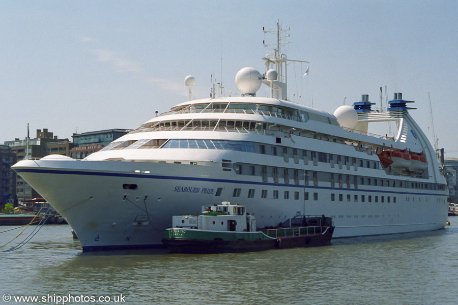 Photograph of the vessel  Seabourn Pride pictured in the Pool of London on 17th July 2005