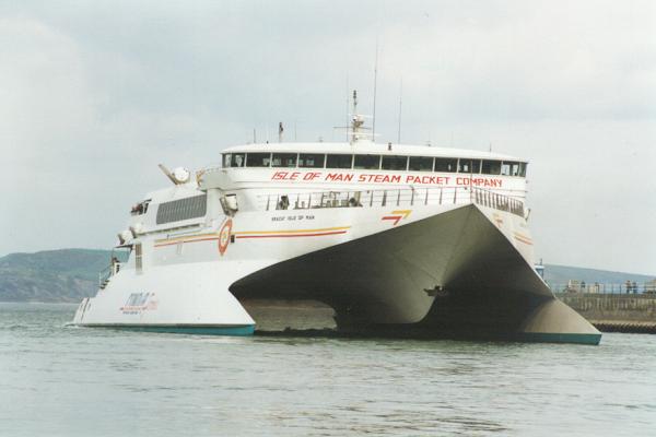 Photograph of the vessel  Seacat Isle of Man pictured departing Weymouth on 15th April 1995