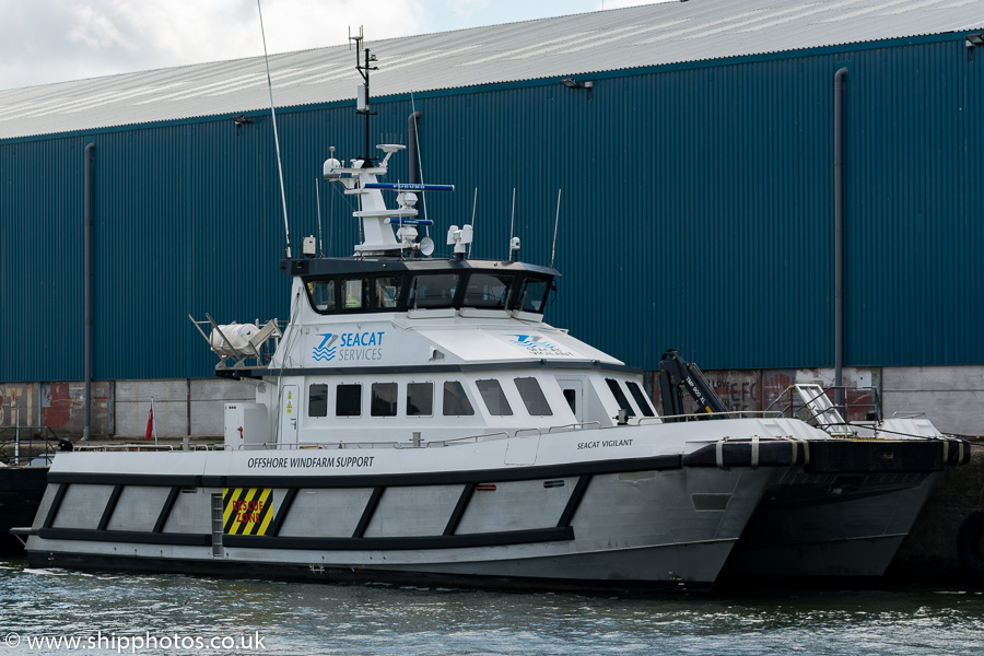 Photograph of the vessel  Seacat Vigilant pictured in Brocklebank Dock, Liverpool on 25th June 2016