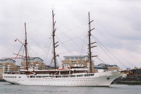 Photograph of the vessel  Sea Cloud II pictured passing Greenwich on 19th July 2001