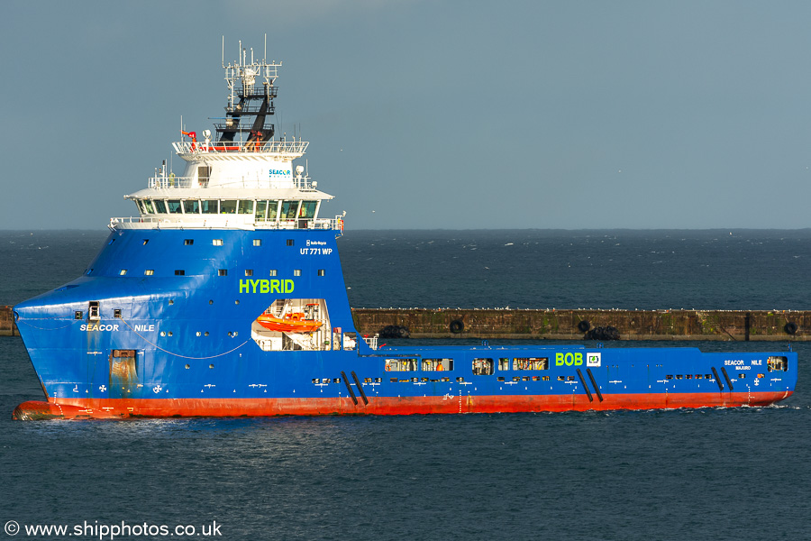 Photograph of the vessel  Seacor Nile pictured at Peterhead on 12th September 2024