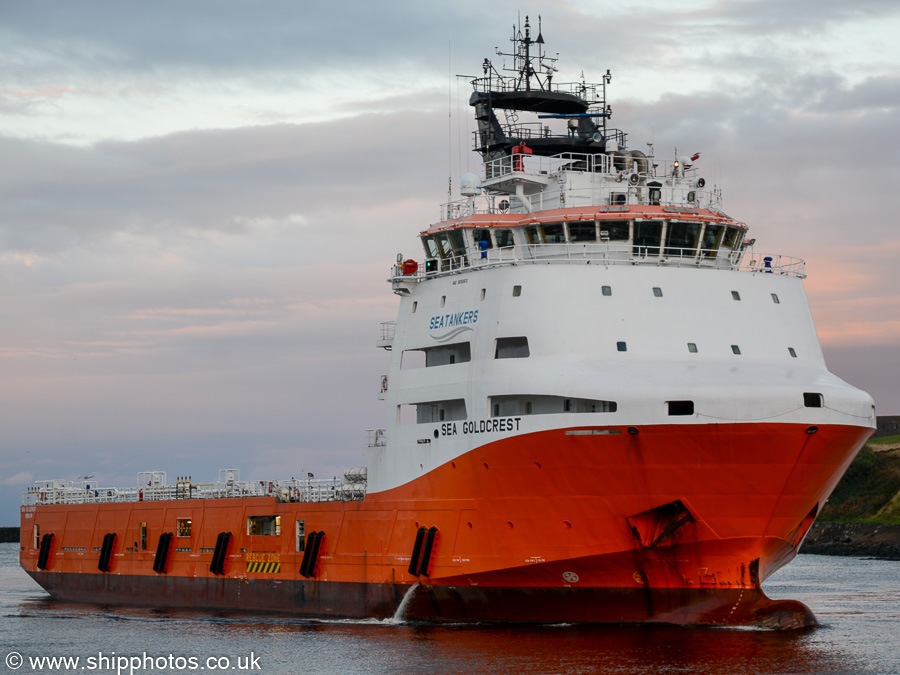 Photograph of the vessel  Sea Goldcrest pictured arriving at Aberdeen on 14th October 2021