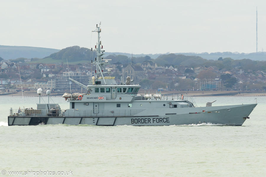 Photograph of the vessel HMC Searcher pictured in the Solent on 20th April 2024