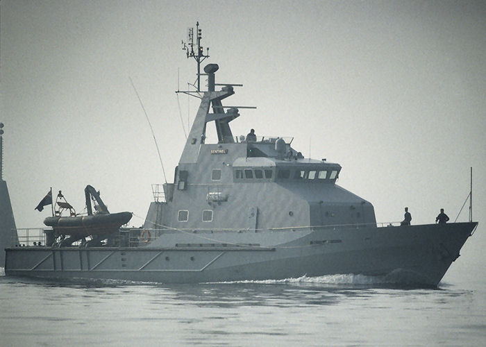 Photograph of the vessel HMCC Sentinel pictured approaching Falmouth on 28th September 1997