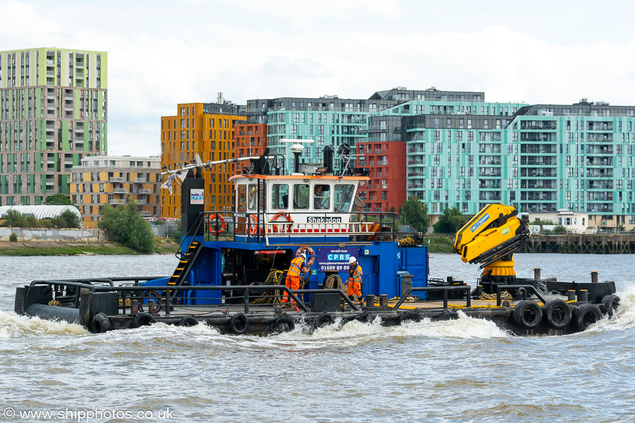 Photograph of the vessel  Shakedog pictured in London on 6th July 2023