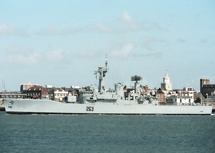 Photograph of the vessel PNS Shamsher pictured entering Portsmouth Harbour on 26th July 1988
