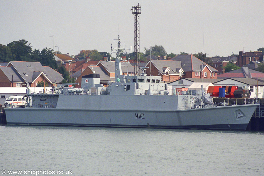 Photograph of the vessel HMS Shoreham pictured fitting out at Woolston on 22nd September 2001