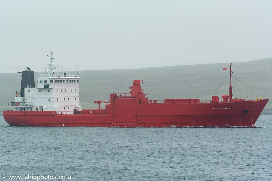 Photograph of the vessel  Silver Framnes pictured departing Lerwick on 17th May 2022