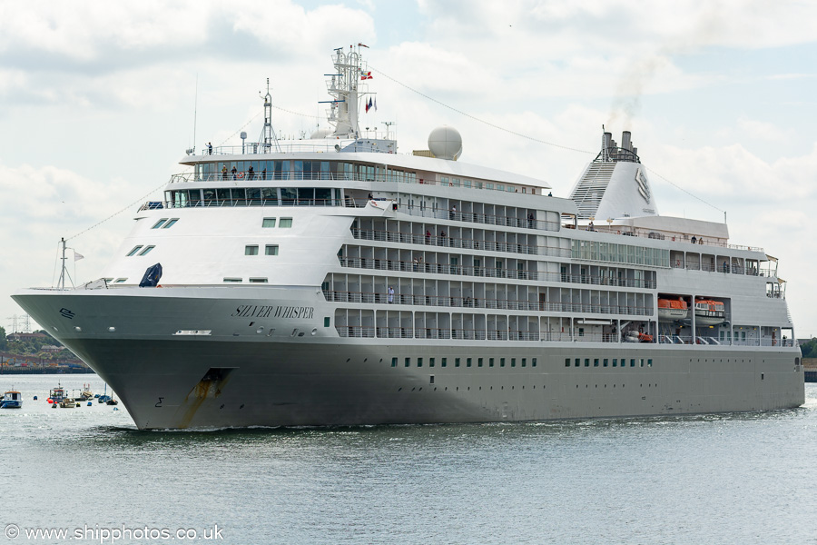 Photograph of the vessel  Silver Whisper pictured passing North Shields on 29th July 2022